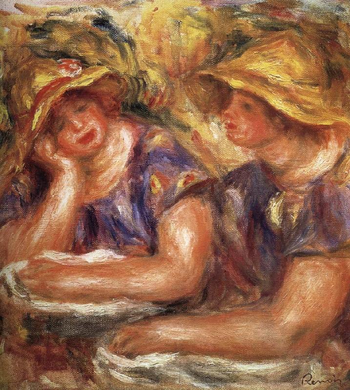 Pierre Renoir Two Women in Blue Blouses France oil painting art